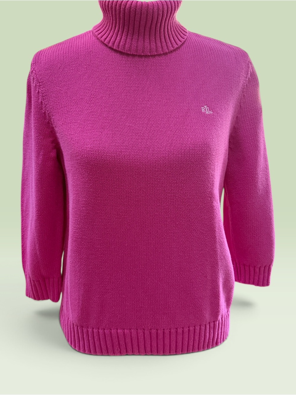 Vintage 100% Cotton Ralph Lauren Fuchsia Turtleneck Sweater
